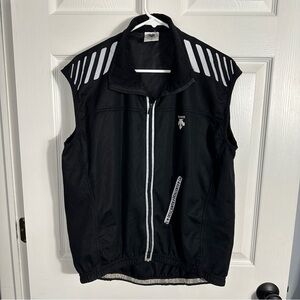 Vintage Descente ski vest, L, zip front, reflective accents, safety, visible